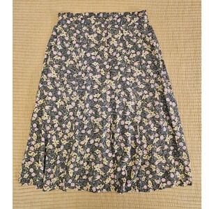 Sag Harbor Vintage Floral Midi Skirt Button Front 90's Cottagecore Lightweight